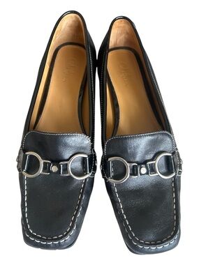 Cole Haan Treva Bit Black Leather Loafers with Silver Hardware Nike Air Size 8 B